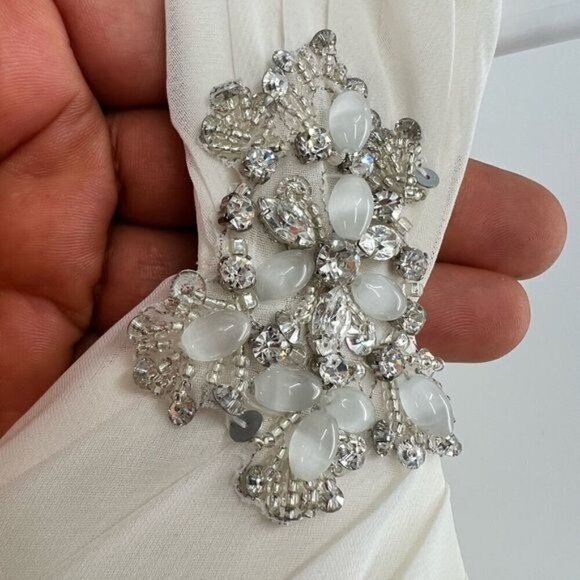 Victoria James Ronald Joyce white wedding dress with train size 12 - Picture 5 of 11